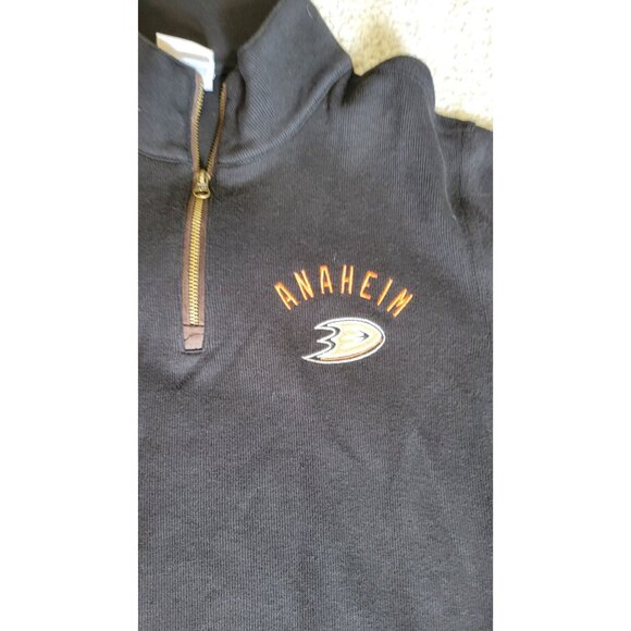 NHL Men's Size L Black Cotton Blend Soft Zip Pull Over Anaheim Ducks - Picture 2 of 8